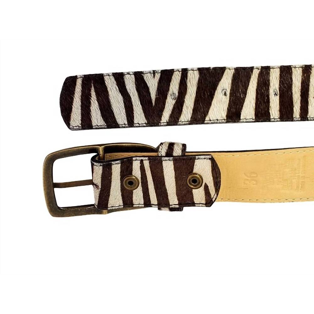 NEW CHARLIE LEATHER women's kallyn wide exotic belt in baby zebra fur
